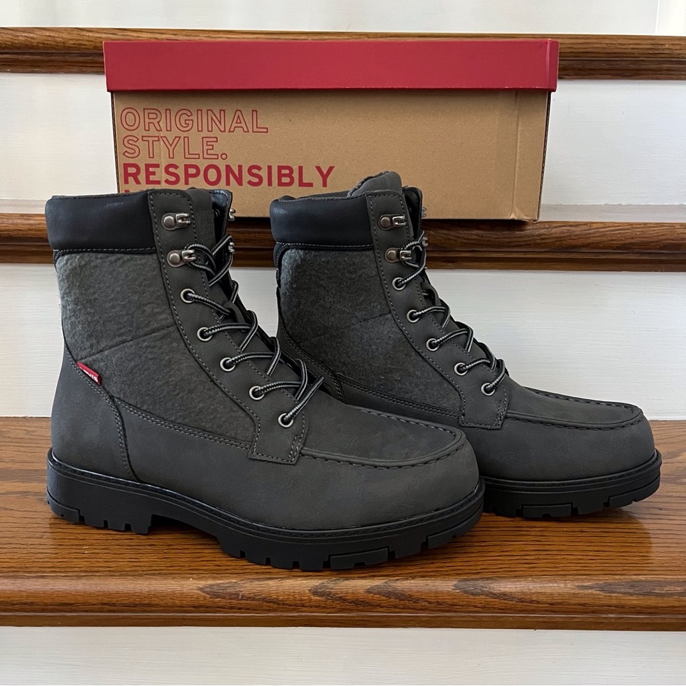Levi’s Men's Arizona Moc Neo Lace-Up Boots Charcoal Black Size 9 NWT Box